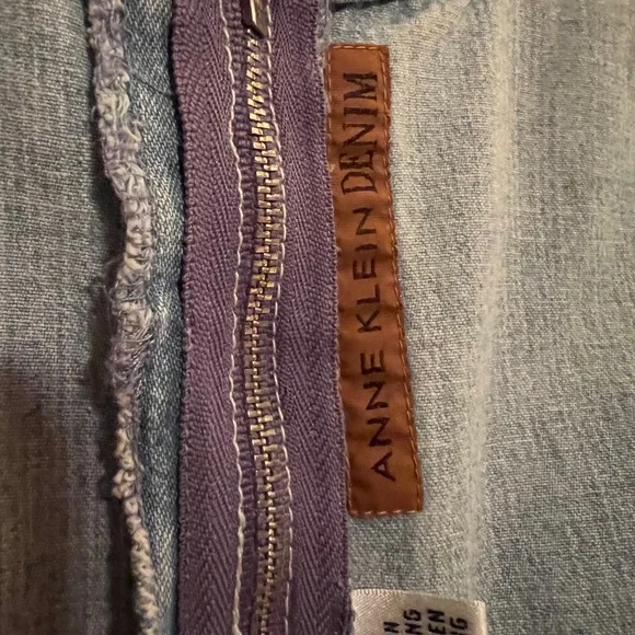 Anne Klien Denim Sleeveless Crisscross Front W/ Full Zipper Back Jumper - Size 2 - Picture 7 of 8